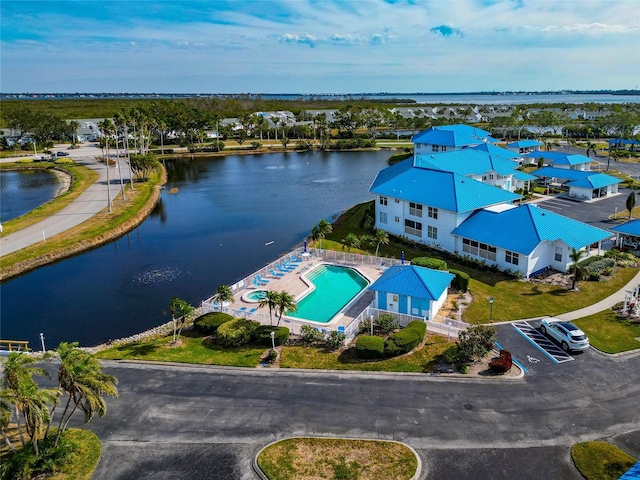 bird's eye view featuring a water view