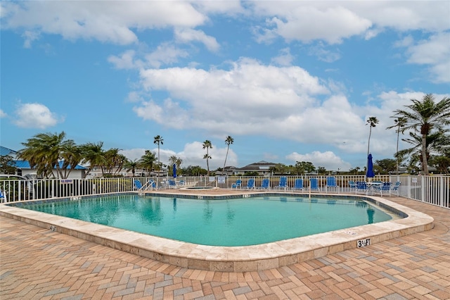 view of pool featuring a patio