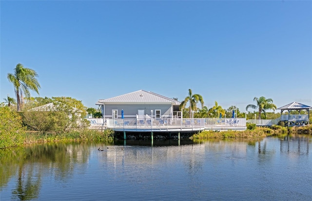 water view featuring a gazebo