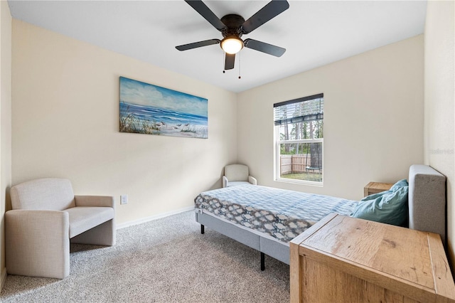 bedroom with carpet flooring and ceiling fan