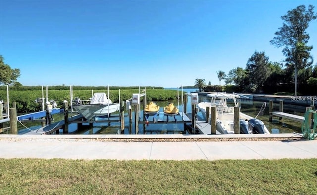 dock area featuring a water view