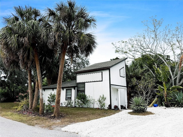 exterior space with a garage