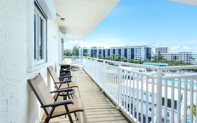 balcony with a view of city