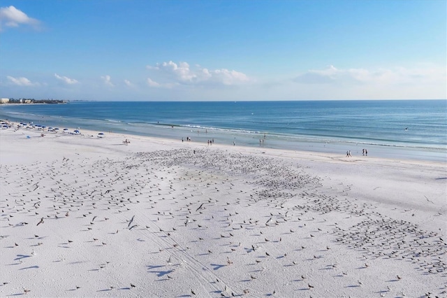 property view of water featuring a view of the beach