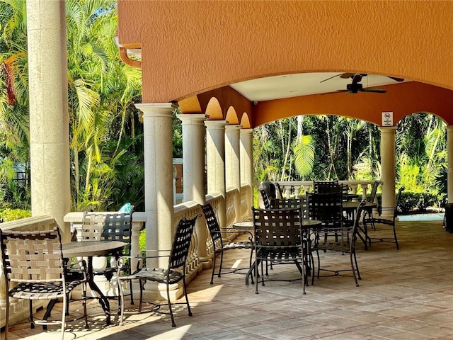 view of patio with ceiling fan