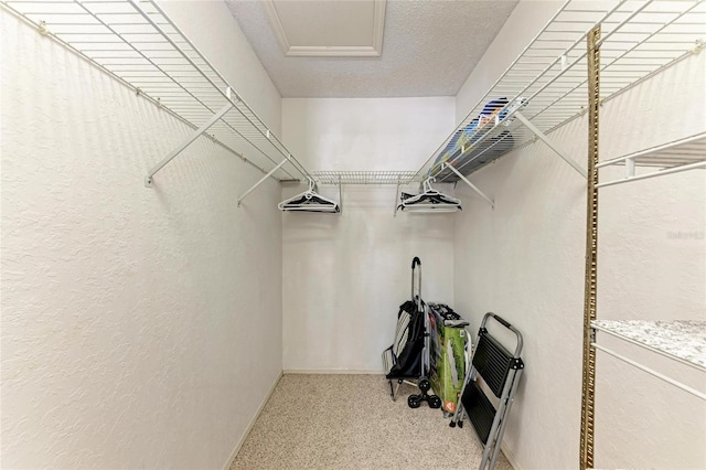 spacious closet featuring heating unit