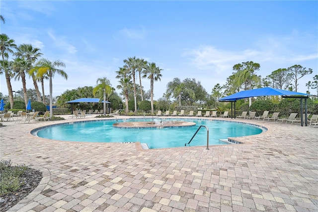 view of pool featuring a patio area