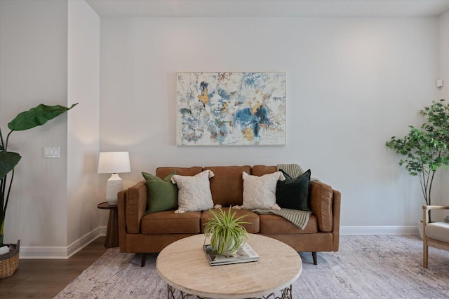 living room with hardwood / wood-style floors