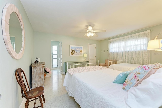 bedroom featuring ceiling fan