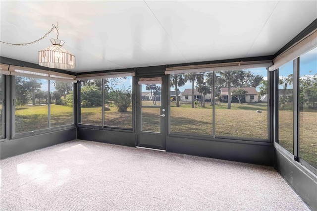 view of unfurnished sunroom