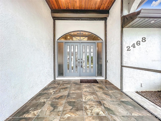 view of exterior entry with french doors