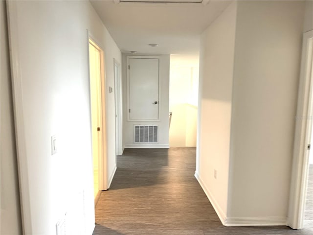 hallway featuring dark hardwood / wood-style flooring