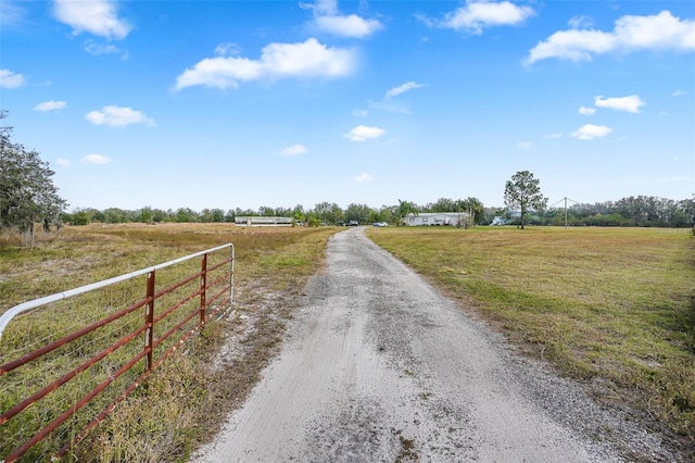 view of road with a rural view