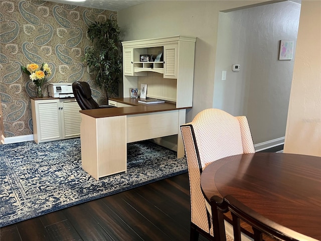 home office featuring hardwood / wood-style floors