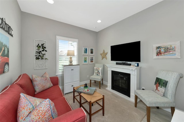 living room with light hardwood / wood-style floors