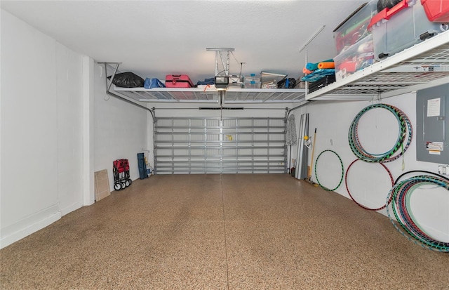 garage with a garage door opener