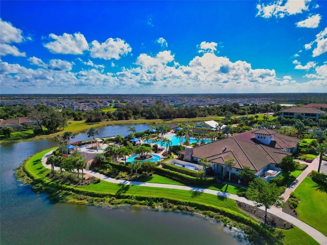 bird's eye view featuring a water view