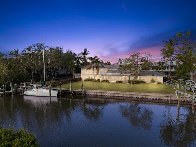 view of water feature featuring a boat dock