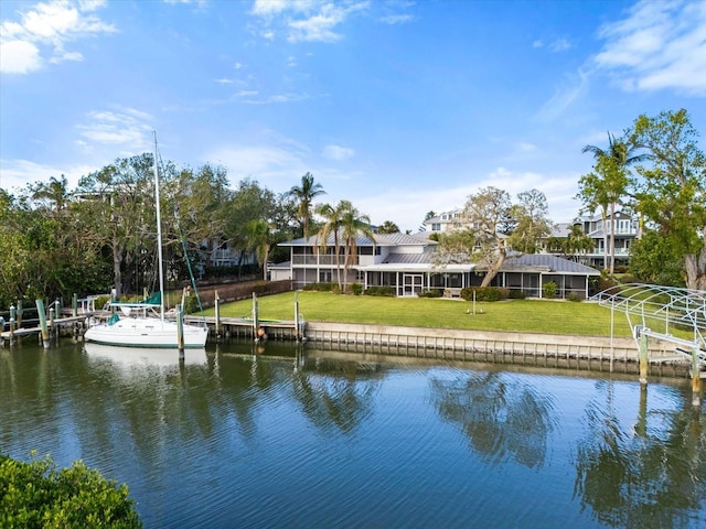 property view of water featuring a dock