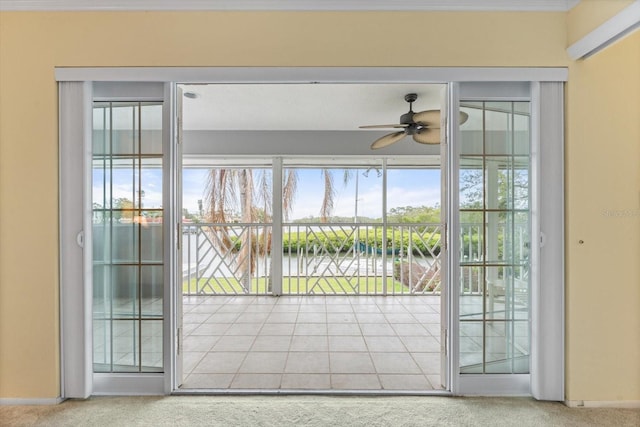 7056 Hawks Harbor Cir, Bradenton, FL 34207 - entryway with baseboards, carpet floors, and a ceiling fan