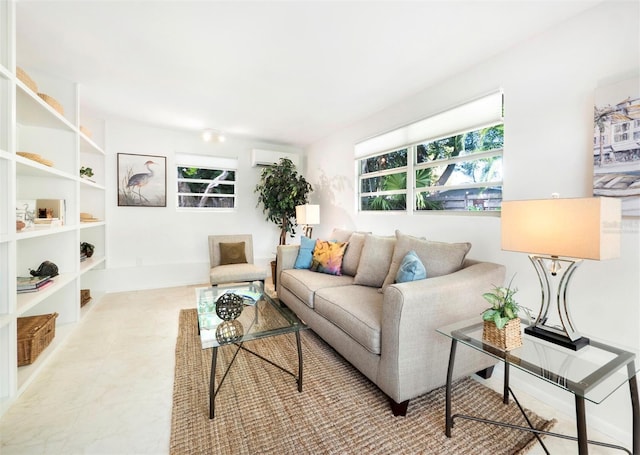 living room with a wall unit AC