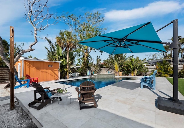 view of pool featuring a patio