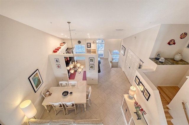 interior space featuring light tile patterned flooring