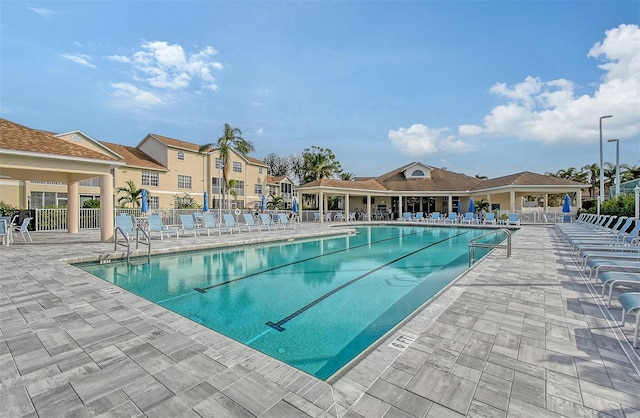 view of pool featuring a patio