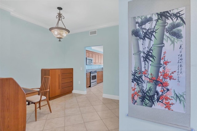 interior space with ornamental molding