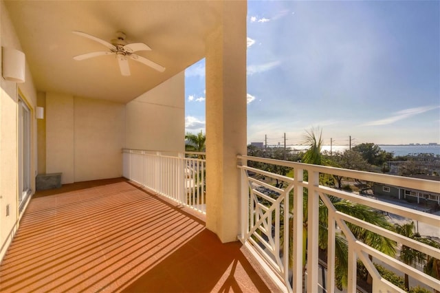 balcony with ceiling fan