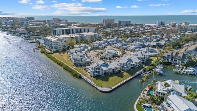 bird's eye view featuring a water view