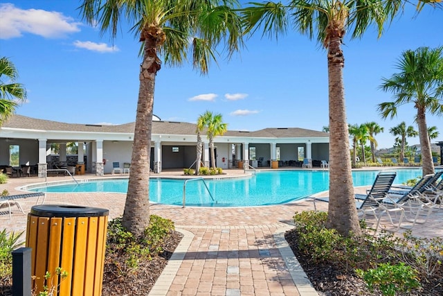 view of pool featuring a patio