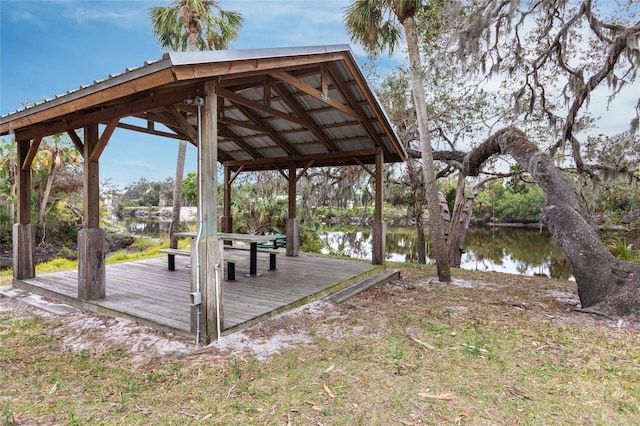 view of dock featuring a water view