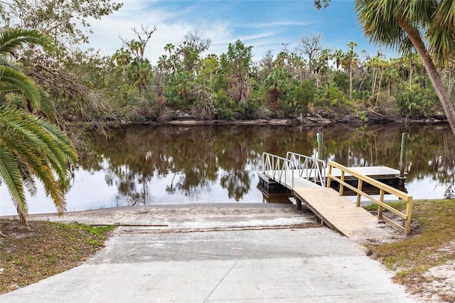 view of dock featuring a water view