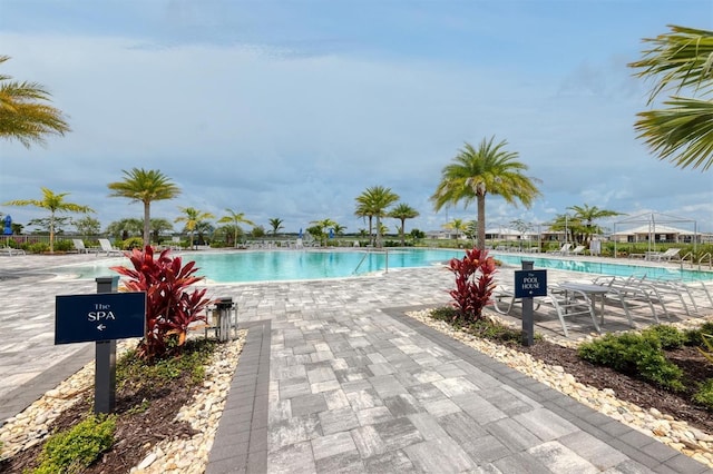 view of pool featuring a patio area