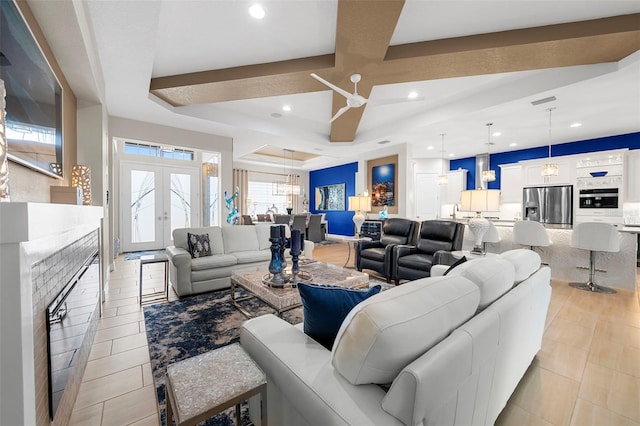 living room with french doors