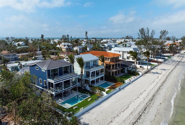 915 N Shore Dr, Anna Maria, FL 34216 - birds eye view of property with a beach view and a residential view