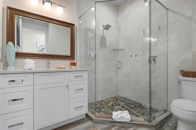 915 N Shore Dr, Anna Maria, FL 34216 - full bathroom featuring vanity, a stall shower, and toilet