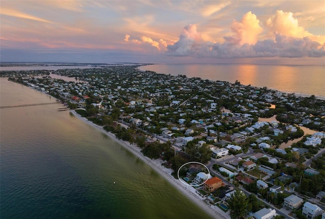 915 N Shore Dr, Anna Maria, FL 34216 - aerial view at dusk with a water view and a residential view