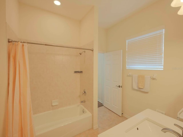 bathroom featuring tile patterned floors and shower / bath combo