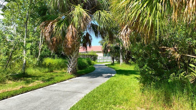 view of property's community with a lawn