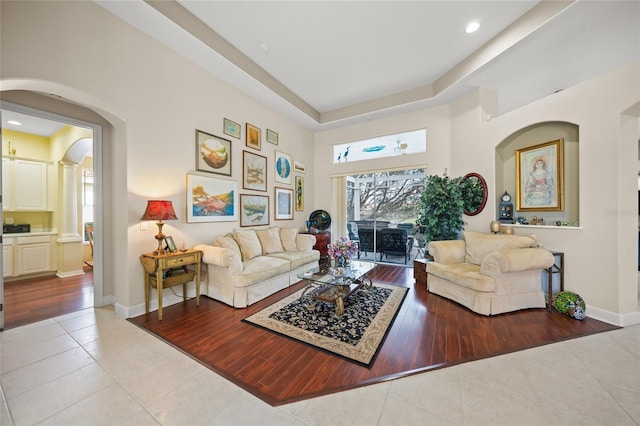 view of tiled living room