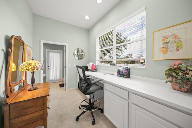 view of tiled home office