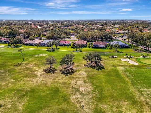 aerial view featuring golf course view and a residential view