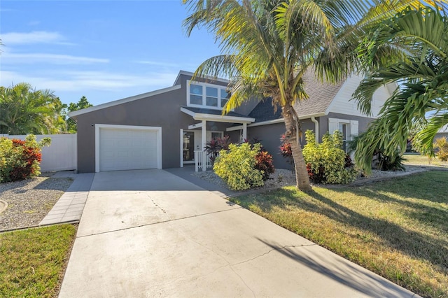 view of front of home with a garage and a front yard