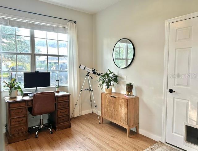 office featuring light wood-type flooring