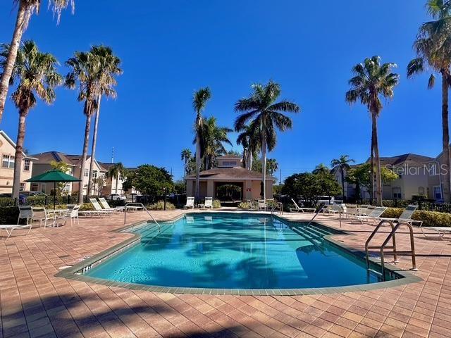 view of swimming pool with a patio area