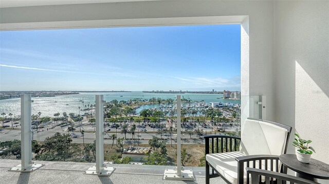 balcony with a water view