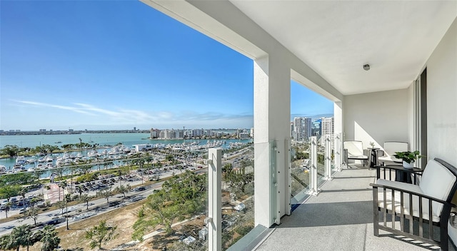 balcony with a water view