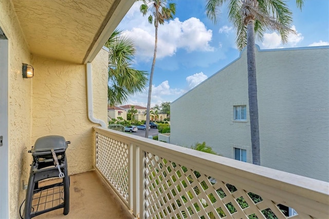 balcony featuring a grill